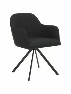 Esszimmer Verkäufe 21 Westwing Collection Polster-Drehstuhl Lola mit Armlehne in Schwarz, B 58 x T 53 cm
