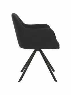 Westwing Collection Polster-Drehstuhl Lola mit Armlehne in Schwarz, B 58 x T 53 cm -Esszimmer Verkäufe Polster Drehstuhl Lola mit Armlehne in Schwarz 5