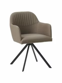 Westwing Collection Polster-Drehstuhl Lola mit Armlehne in Taupe, B 58 x T 53 cm