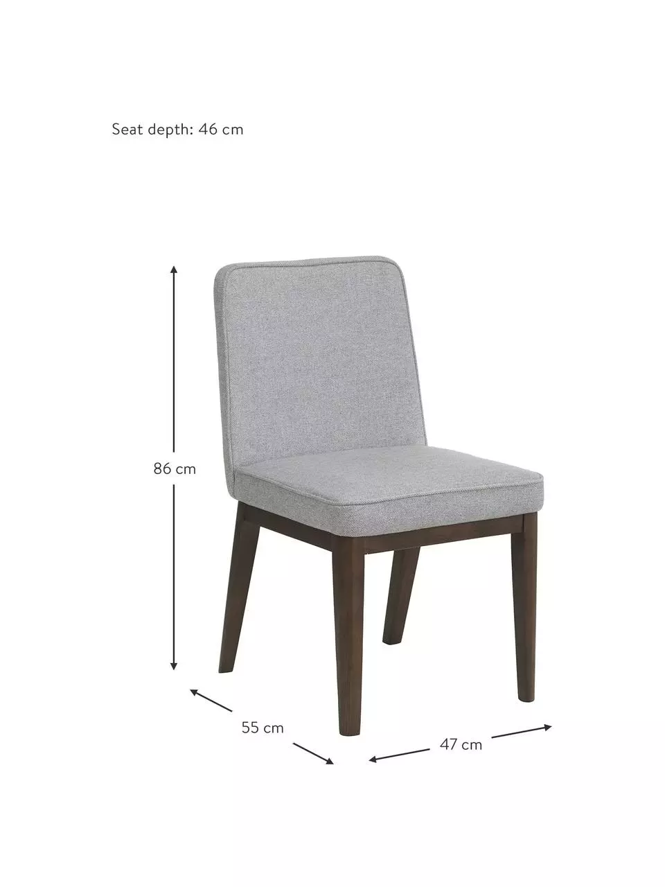 Westwing Collection Polsterstuhl Koga in Grau, B 47 x H 86 cm 5 Westwing Collection Polsterstuhl Koga in Grau, B 47 x H 86 cm – Bild 3