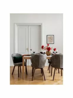 Westwing Collection Polsterstuhl Serena in Grau, B 56 x T 64 cm -Esszimmer Verkäufe Polsterstuhl Serena in Grau 1