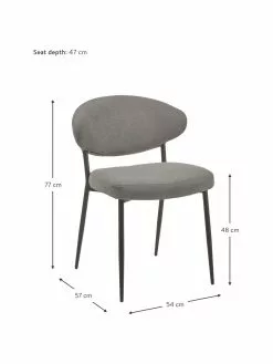 Westwing Collection Polsterstühle Adele in Grau, 2 Stück, B 54 x T 57 cm -Esszimmer Verkäufe Polsterstuhle Adele in Grau 2 Stuck 3