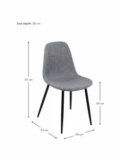 Westwing Collection Polsterstühle Karla in Grau, 2 Stück, B 44 x T 53 cm -Esszimmer Verkäufe Polsterstuhle Karla in Grau 2 Stuck 2