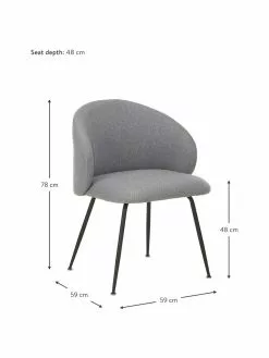 Westwing Collection Polsterstühle Luisa in Grau, 2 Stück, B 59 x T 59 cm -Esszimmer Verkäufe Polsterstuhle Luisa in Grau 2 Stuck 2