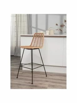 Westwing Collection Polyrattan-Barstuhl Costa mit Metall-Beinen, B 56 x H 110 cm -Esszimmer Verkäufe Polyrattan Barstuhl Costa mit Metall Beinen 2