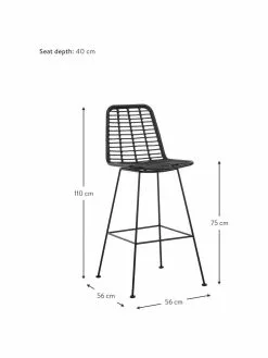 Westwing Collection Polyrattan-Barstuhl Costa mit Metall-Beinen, B 56 x H 110 cm -Esszimmer Verkäufe Polyrattan Barstuhl Costa mit Metall Beinen 8