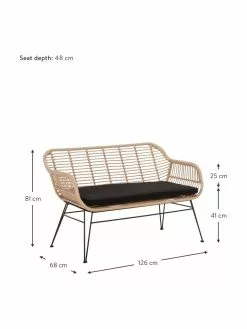 Westwing Collection Polyrattan-Sitzbank Costa in Hellbraun, B 126 x H 81 cm -Esszimmer Verkäufe Polyrattan Sitzbank Costa in Hellbraun 2