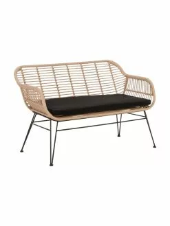 Westwing Collection Polyrattan-Sitzbank Costa in Hellbraun, B 126 x H 81 cm
