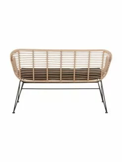 Westwing Collection Polyrattan-Sitzbank Costa in Hellbraun, B 126 x H 81 cm -Esszimmer Verkäufe Polyrattan Sitzbank Costa in Hellbraun 5