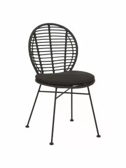 Westwing Collection Polyrattan-Stühle Cordula mit Sitzkissen, 2 Stück, B 48 x T 57 cm