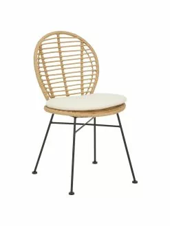 Westwing Collection Polyrattan-Stühle Cordula mit Sitzkissen, 2 Stück, B 48 x T 57 cm