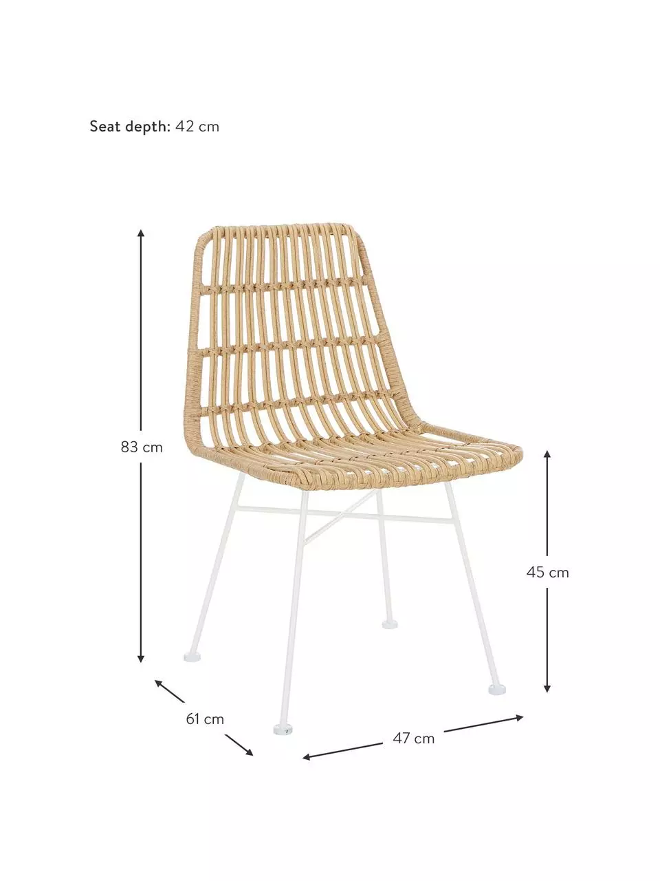 Westwing Collection Polyrattan-Stühle Costa, 2 Stück, B 47 x T 61 cm 6 Westwing Collection Polyrattan-Stühle Costa, 2 Stück, B 47 x T 61 cm – Bild 4
