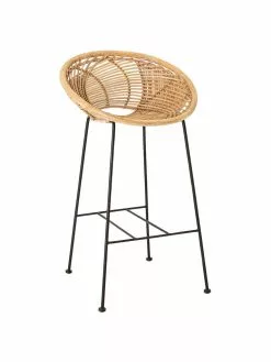 Bloomingville Rattan-Barstuhl Yonne mit Metall-Beinen, B 52 x H 94 cm