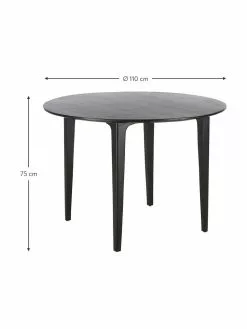 Westwing Collection Runder Esstisch Archie aus Mangoholz in Schwarz, Ø 110 cm, Ø 110 x H 75 cm -Esszimmer Verkäufe Runder Esstisch Archie aus Mangoholz in Schwarz O 110 cm 3