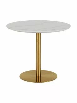 Westwing Collection Runder Esstisch Karla in Marmoroptik, Ø 90 cm, Ø 90 x H 75 cm