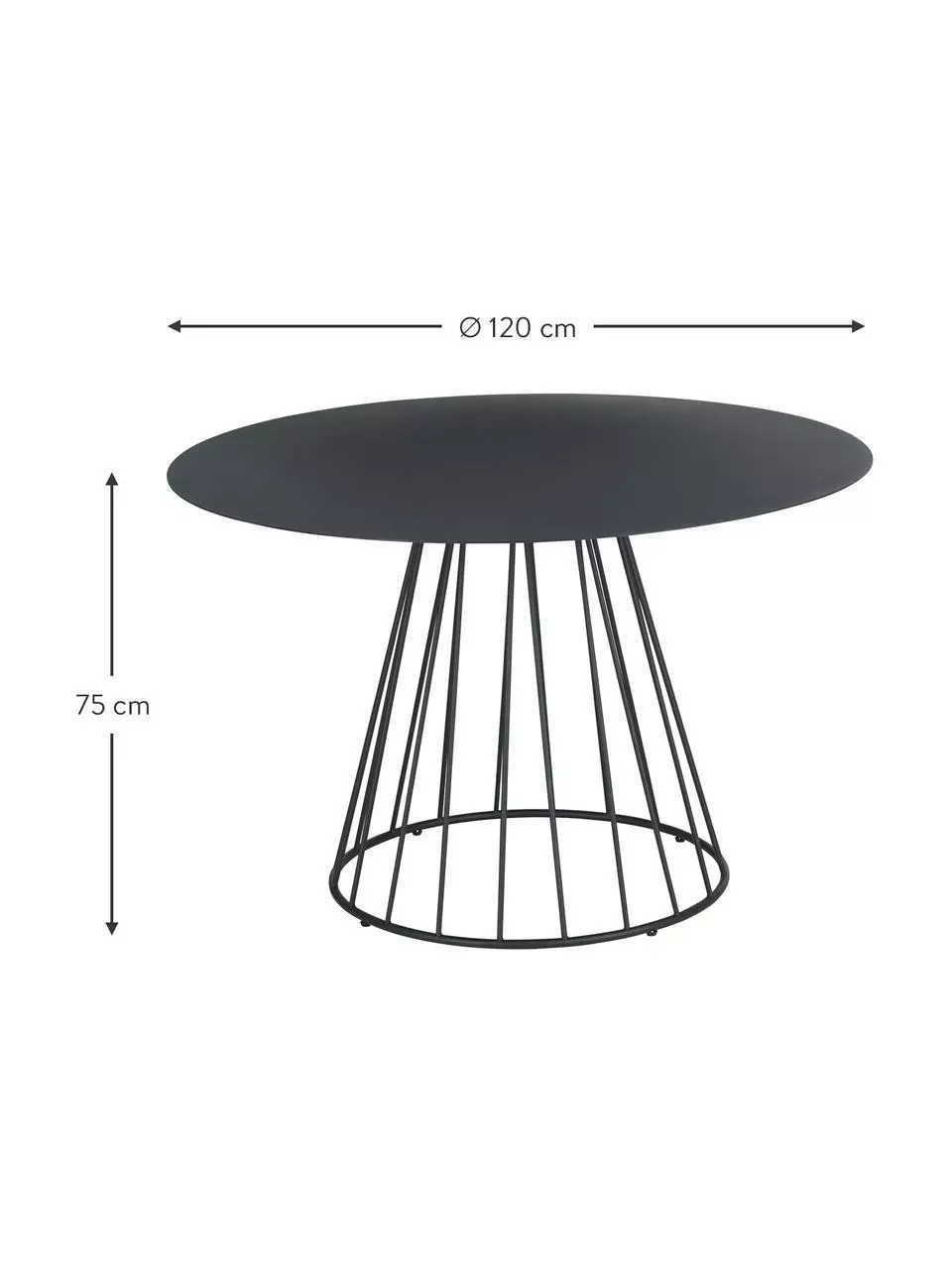 Runder Esstisch Maggie in Schwarz mit Metall-Gestell, Ø 120 cm, Ø 120 x H 75 cm 5 Runder Esstisch Maggie in Schwarz mit Metall-Gestell, Ø 120 cm, Ø 120 x H 75 cm – Bild 3