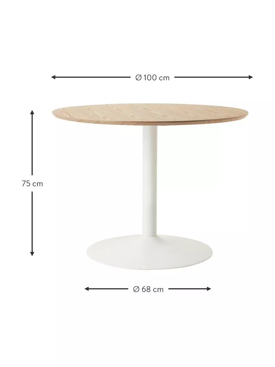 Westwing Collection Runder Esstisch Menorca mit Eschenholzfurnier, Ø 100 cm, Ø 100 x H 75 cm 6 Westwing Collection Runder Esstisch Menorca mit Eschenholzfurnier, Ø 100 cm, Ø 100 x H 75 cm – Bild 4