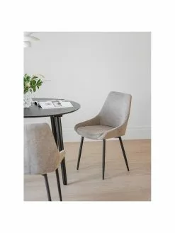 Rowico Runder Esstisch Yumi mit Polsterstühlen in Schwarz/Beige, Ø 115 cm, Set mit verschiedenen Größen -Esszimmer Verkäufe Runder Esstisch Yumi mit Polsterstuhlen in SchwarzBeige O 115 cm 2