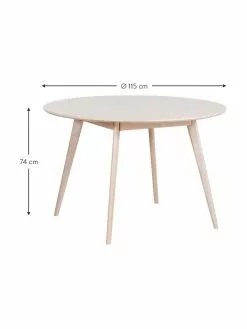 Rowico Runder Esstisch Yumi, weiß gewaschen, Ø 115 cm, Ø 115 x H 74 cm -Esszimmer Verkäufe Runder Esstisch Yumi weiss gewaschen O 115 cm 2
