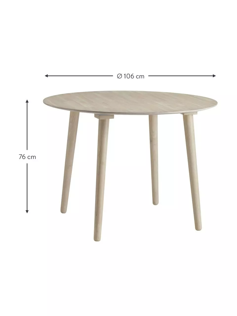 Runder Holz-Esstisch Jolina in Beige, Ø 106 cm, Ø 106 x H 76 cm 6 Runder Holz-Esstisch Jolina in Beige, Ø 106 cm, Ø 106 x H 76 cm – Bild 4