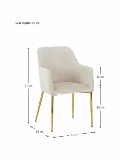 Westwing Collection Samt-Armlehnstuhl Ava in Beige, B 57 x T 63 cm -Esszimmer Verkäufe Samt Armlehnstuhl Ava in Beige 2