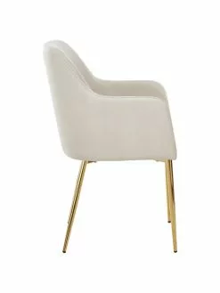 Westwing Collection Samt-Armlehnstuhl Ava in Beige, B 57 x T 63 cm -Esszimmer Verkäufe Samt Armlehnstuhl Ava in Beige 4