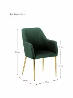 Westwing Collection Samt-Armlehnstuhl Ava in Dunklegrün, B 57 x T 63 cm 10 Westwing Collection Samt-Armlehnstuhl Ava in Dunklegrün, B 57 x T 63 cm -Esszimmer Verkäufe Samt Armlehnstuhl Ava in Dunklegrun 2