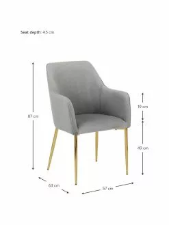 Westwing Collection Samt-Armlehnstuhl Ava in Grau, B 57 x T 63 cm -Esszimmer Verkäufe Samt Armlehnstuhl Ava in Grau 2