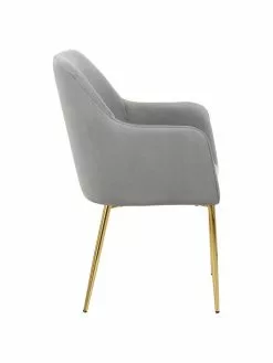 Westwing Collection Samt-Armlehnstuhl Ava in Grau, B 57 x T 63 cm -Esszimmer Verkäufe Samt Armlehnstuhl Ava in Grau 4