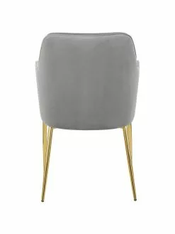 Westwing Collection Samt-Armlehnstuhl Ava in Grau, B 57 x T 63 cm -Esszimmer Verkäufe Samt Armlehnstuhl Ava in Grau 5