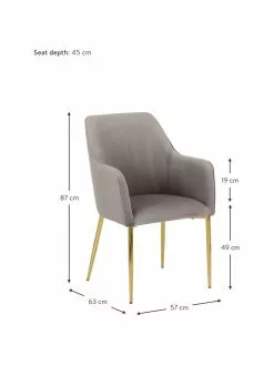 Westwing Collection Samt-Armlehnstuhl Ava in Taupe, B 57 x T 63 cm -Esszimmer Verkäufe Samt Armlehnstuhl Ava in Taupe 2
