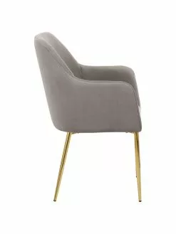 Westwing Collection Samt-Armlehnstuhl Ava in Taupe, B 57 x T 63 cm -Esszimmer Verkäufe Samt Armlehnstuhl Ava in Taupe 4