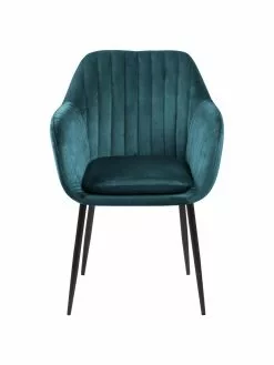 Samt-Armlehnstuhl Emilia in Blau mit Metallbeinen, B 57 x T 59 cm -Esszimmer Verkäufe Samt Armlehnstuhl Emilia in Blau mit Metallbeinen 9