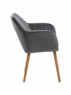 Samt-Armlehnstuhl Emilia in Dunkelgrau mit Holzbeinen, B 57 x T 59 cm -Esszimmer Verkäufe Samt Armlehnstuhl Emilia in Dunkelgrau mit Holzbeinen 4