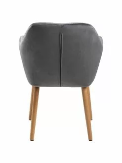 Samt-Armlehnstuhl Emilia in Dunkelgrau mit Holzbeinen, B 57 x T 59 cm -Esszimmer Verkäufe Samt Armlehnstuhl Emilia in Dunkelgrau mit Holzbeinen 5