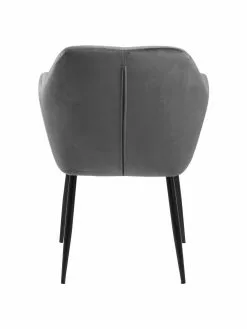 Samt-Armlehnstuhl Emilia in Dunkelgrau mit Metallbeinen, B 57 x T 59 cm 13 Samt-Armlehnstuhl Emilia in Dunkelgrau mit Metallbeinen, B 57 x T 59 cm -Esszimmer Verkäufe Samt Armlehnstuhl Emilia in Dunkelgrau mit Metallbeinen 5