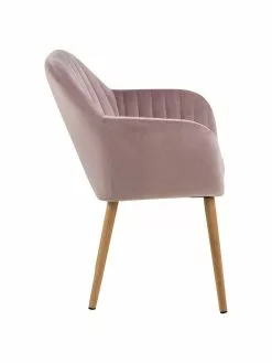 Samt-Armlehnstuhl Emilia in Rosa mit Holzbeinen, B 57 x T 59 cm -Esszimmer Verkäufe Samt Armlehnstuhl Emilia in Rosa mit Holzbeinen 4