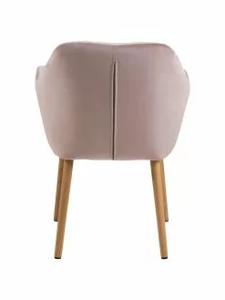 Samt-Armlehnstuhl Emilia in Rosa mit Holzbeinen, B 57 x T 59 cm -Esszimmer Verkäufe Samt Armlehnstuhl Emilia in Rosa mit Holzbeinen 5