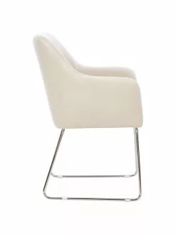 Westwing Collection Samt-Armlehnstuhl Isla in Cremeweiß, B 60 x T 62 cm -Esszimmer Verkäufe Samt Armlehnstuhl Isla in Cremeweiss 10