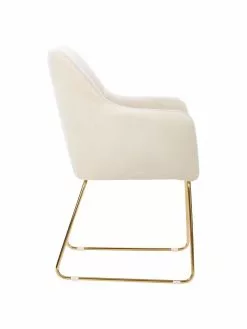 Westwing Collection Samt-Armlehnstuhl Isla in Cremeweiß, B 58 x T 62 cm -Esszimmer Verkäufe Samt Armlehnstuhl Isla in Cremeweiss 4