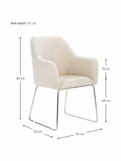 Westwing Collection Samt-Armlehnstuhl Isla in Cremeweiß, B 60 x T 62 cm -Esszimmer Verkäufe Samt Armlehnstuhl Isla in Cremeweiss 8
