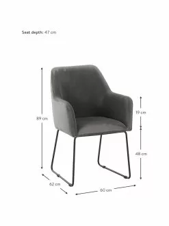Westwing Collection Samt-Armlehnstuhl Isla in Grau, B 60 x T 62 cm 10 Westwing Collection Samt-Armlehnstuhl Isla in Grau, B 60 x T 62 cm -Esszimmer Verkäufe Samt Armlehnstuhl Isla in Grau 2