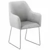 Westwing Collection Samt-Armlehnstuhl Isla in Hellgrau, B 60 x T 62 cm -Esszimmer Verkäufe Samt Armlehnstuhl Isla in Hellgrau