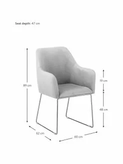 Westwing Collection Samt-Armlehnstuhl Isla in Hellgrau, B 60 x T 62 cm 10 Westwing Collection Samt-Armlehnstuhl Isla in Hellgrau, B 60 x T 62 cm -Esszimmer Verkäufe Samt Armlehnstuhl Isla in Hellgrau 2