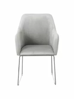 Westwing Collection Samt-Armlehnstuhl Isla in Hellgrau, B 60 x T 62 cm 11 Westwing Collection Samt-Armlehnstuhl Isla in Hellgrau, B 60 x T 62 cm -Esszimmer Verkäufe Samt Armlehnstuhl Isla in Hellgrau 3