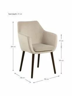 Samt-Armlehnstuhl Nora mit Holzbeinen, B 58 x T 58 cmNur noch wenige verfügbar -Esszimmer Verkäufe Samt Armlehnstuhl Nora mit Holzbeinen 2