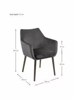 Samt-Armlehnstuhl Nora mit Holzbeinen, B 58 x T 58 cm -Esszimmer Verkäufe Samt Armlehnstuhl Nora mit Holzbeinen 20