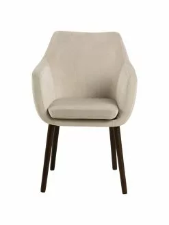 Samt-Armlehnstuhl Nora mit Holzbeinen, B 58 x T 58 cmNur noch wenige verfügbar -Esszimmer Verkäufe Samt Armlehnstuhl Nora mit Holzbeinen 3