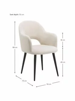 Westwing Collection Samt-Armlehnstuhl Rachel in Beige, B 56 x T 70 cm -Esszimmer Verkäufe Samt Armlehnstuhl Rachel in Beige 2