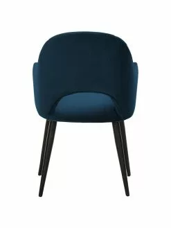 Westwing Collection Samt-Armlehnstuhl Rachel in Blau, B 56 x T 70 cm -Esszimmer Verkäufe Samt Armlehnstuhl Rachel in Blau 5